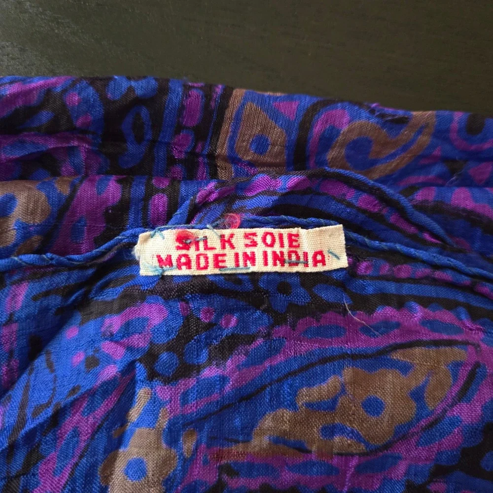 Boho 100% Silk Scarf Paisley Square Purple Lightweight India Bohemian Chic
